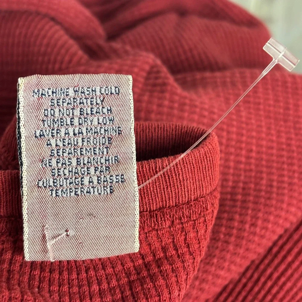 VTG GAP Red Waffle Knit Long Sleeve Thermal Shirt Mens M‎ Made in USA Faded Cozy